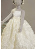 One Shoulder Ivory Rosette Flower Girl Dress